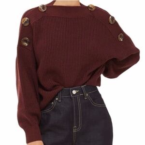 Top Shop Brown Tortoise Shell Button Sweater